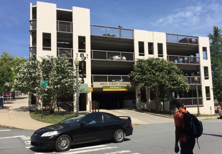 exterior photo of the Wall Street parking garage