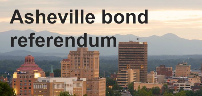 picture of downtown Asheville with the word Asheville Bond referendum