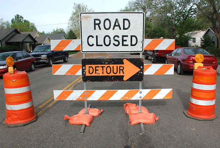 Road closed Detour