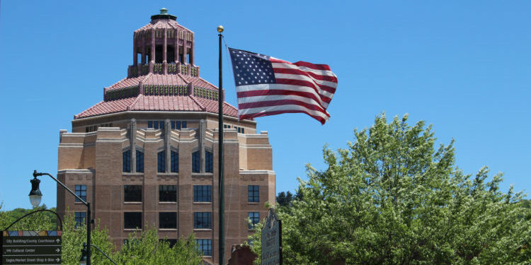 City Hall with flag