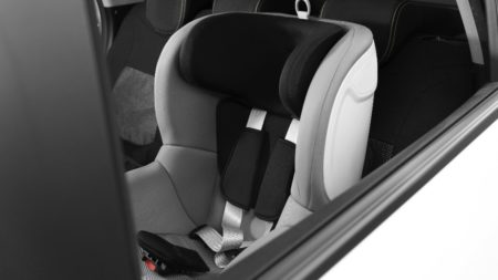 empty car seat installed in a car
