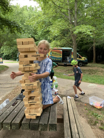 Kid Playing Jenga with Rec n Roll