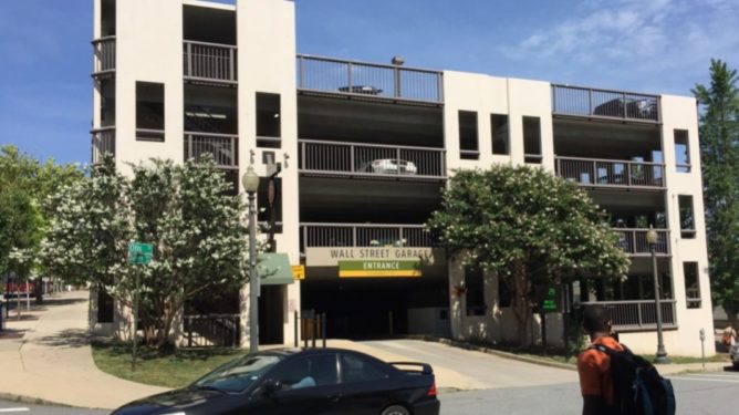 Exterior photo of the Wall Street Garage