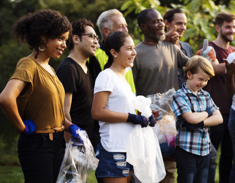 A smiling group of volunteers