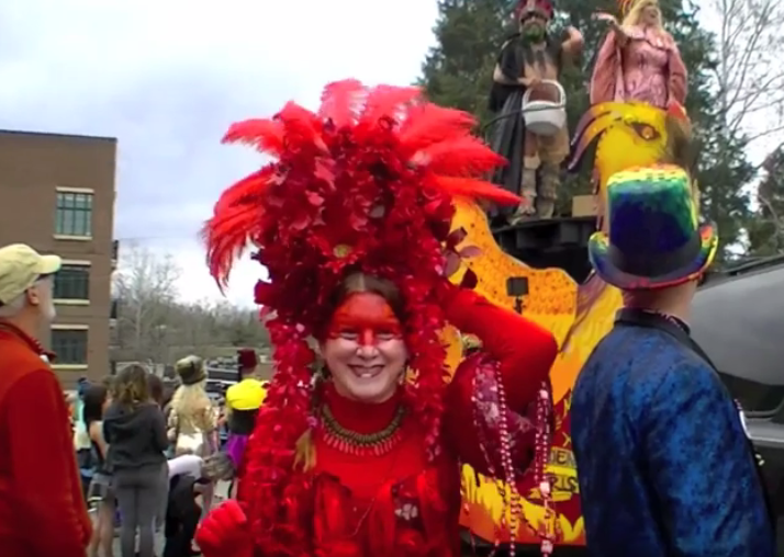 Asheville Mardi Gras parade scene