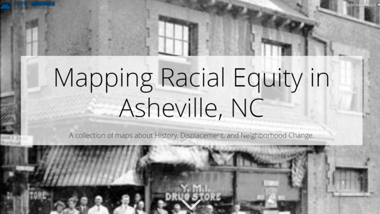 Cover to presentation titled Mapping Racial Equity in Asheville, NC