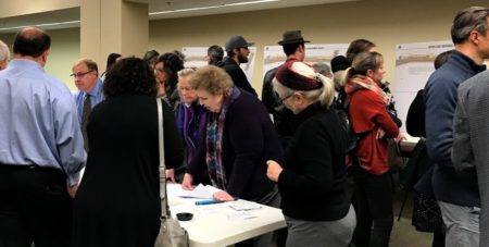 people attending public meeting