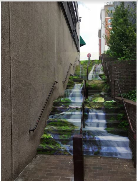 Mural rendering on stairs