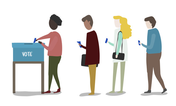 illustration of diverse group of people voting