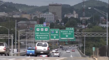 traffic on I-26 in downtown Asheville