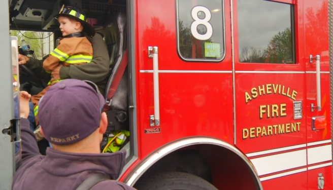 fire truck with kid