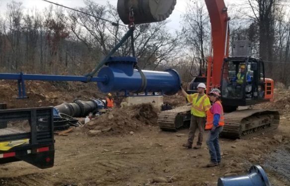 Water transmission line tie in work