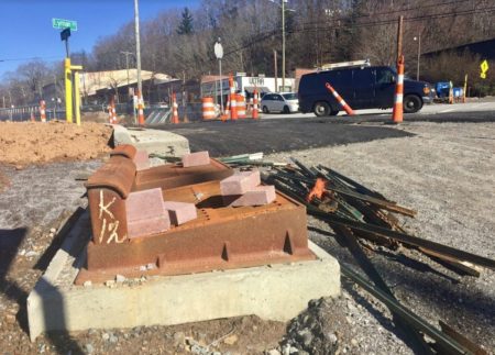 Roundabout construction on Lyman Street