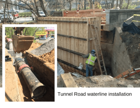 Tunnel Rd waterline construction photo