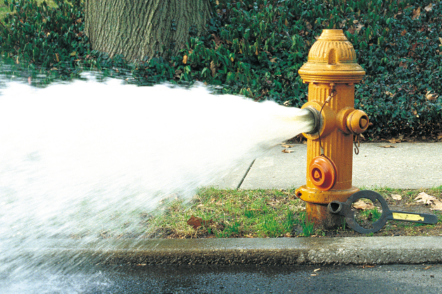 photo of fire hydrant open