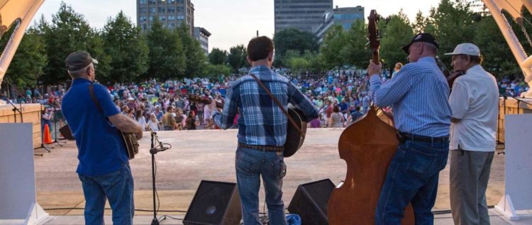 band performing at pack square