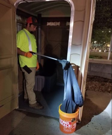 cleaning portapotty