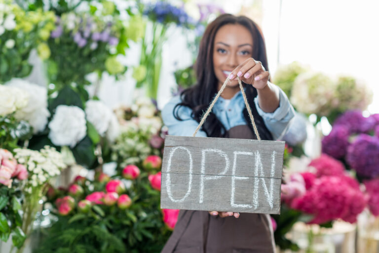 sign showing open for business