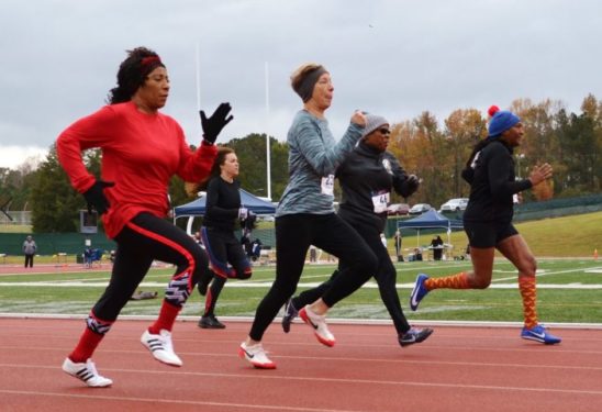 Senior games women running