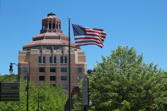 City Hall photo with flag