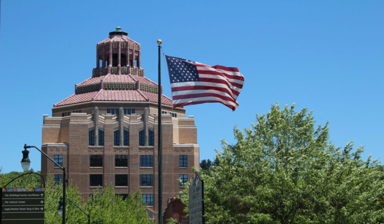 City Hall photo with flag