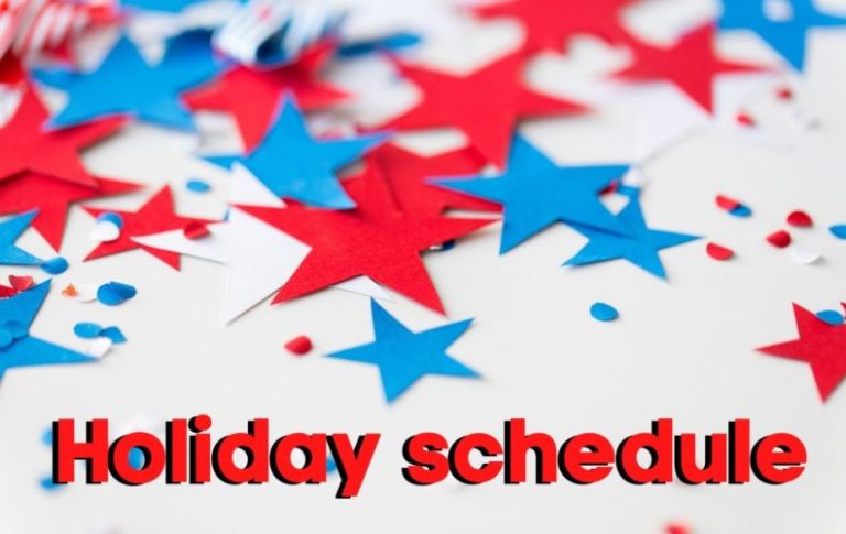 4th of July Holiday schedule with stars