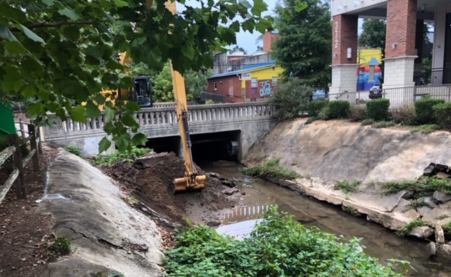 Silt removal on Town Branch