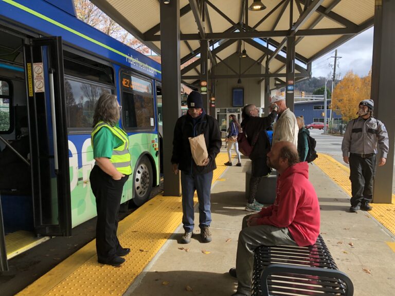 Bus station platform