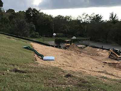 Playground hill under construction