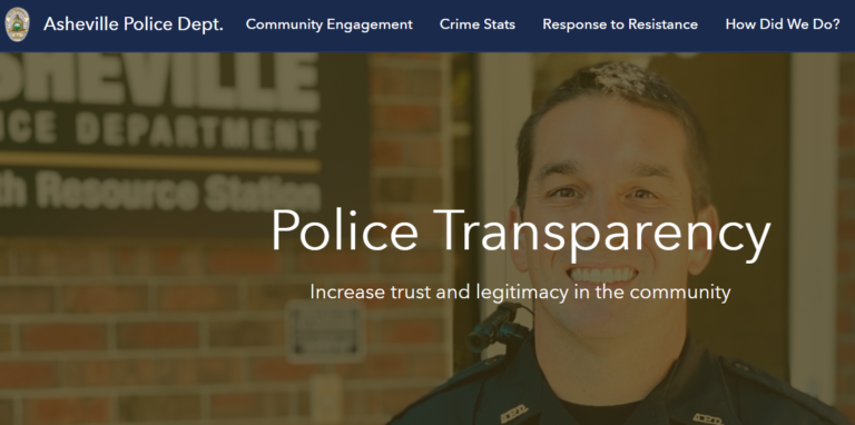 Asheville police transparency dashboard screenshot