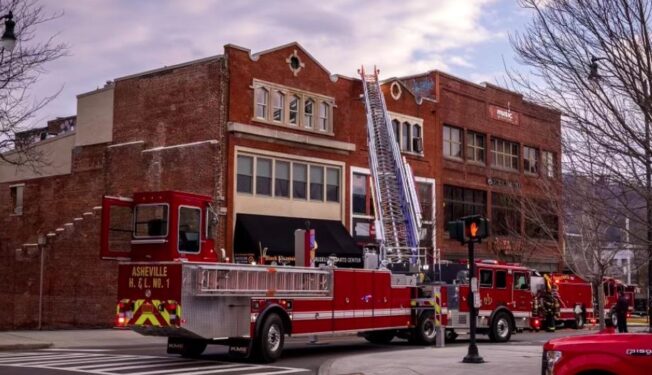 Asheville fire tiller truck