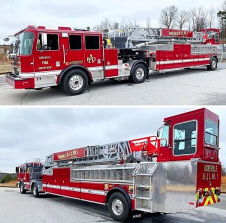 Asheville fire tiller truck views