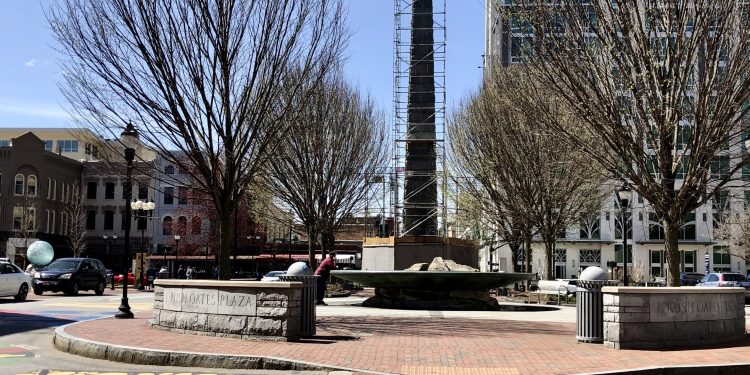 Vance Monument and street mural