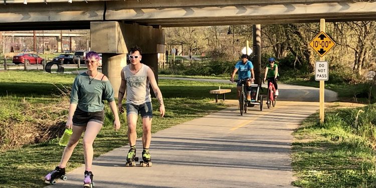 Wilma Dykeman Greenway skaters and bicyclists