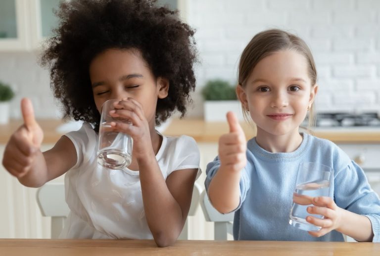 children drinking water