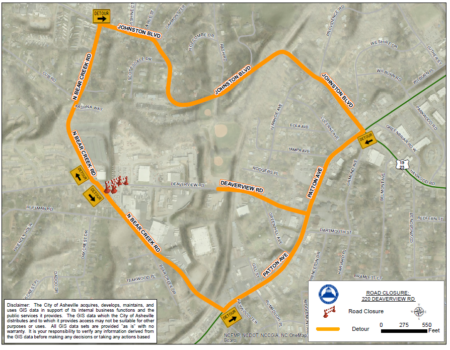 Deaverview detour map