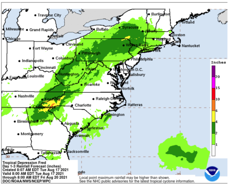 Tropical Storm Fred map