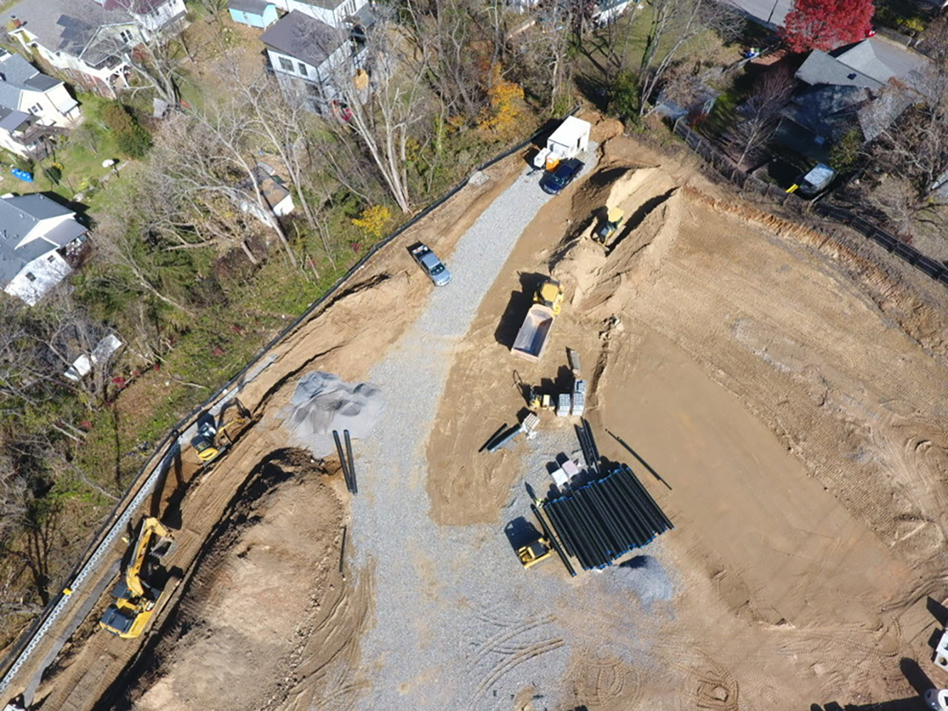 drone view of construction at Fire Station 13