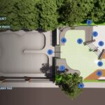 Three Dimensional Rendering of Asheville Skatepark Plaza with improvements