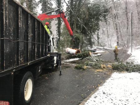 Asheville snow, downed trees and  powerlines