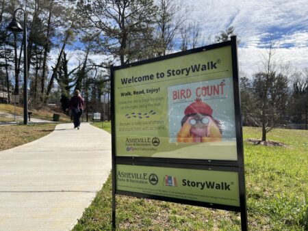 story walk sign at Jake Rusher Park
