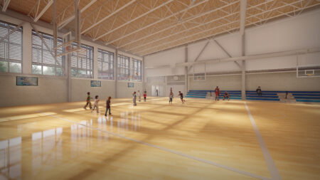 drawing of interior of gym to be constructed