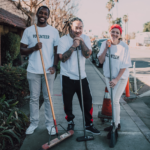 volunteers with shovels