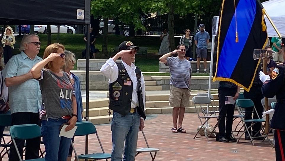 saluting the flag