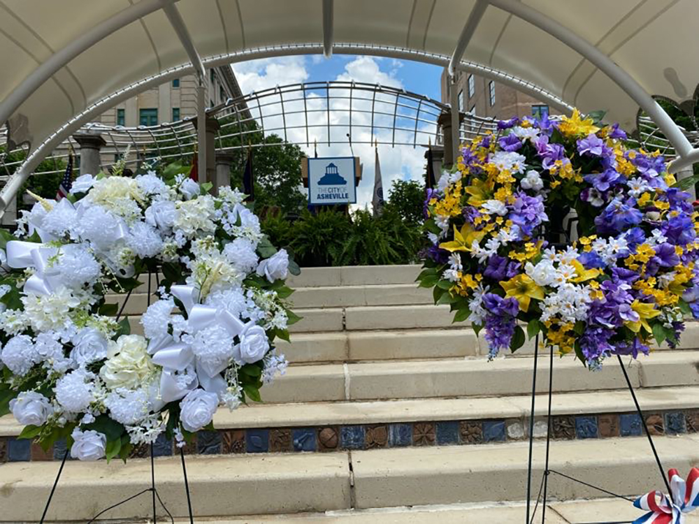 wreaths on stage