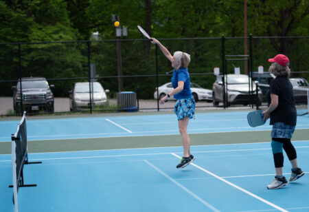 woman playing pickleball