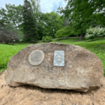 rock with inscription at park