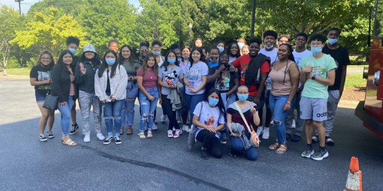 CAYLA students on summer retreat pose for group photo