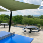 ping pong plaza with mountains in background