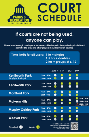 Asheville public pickleball and tennis court schedule